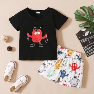 Toddler Boy Monster Short Set